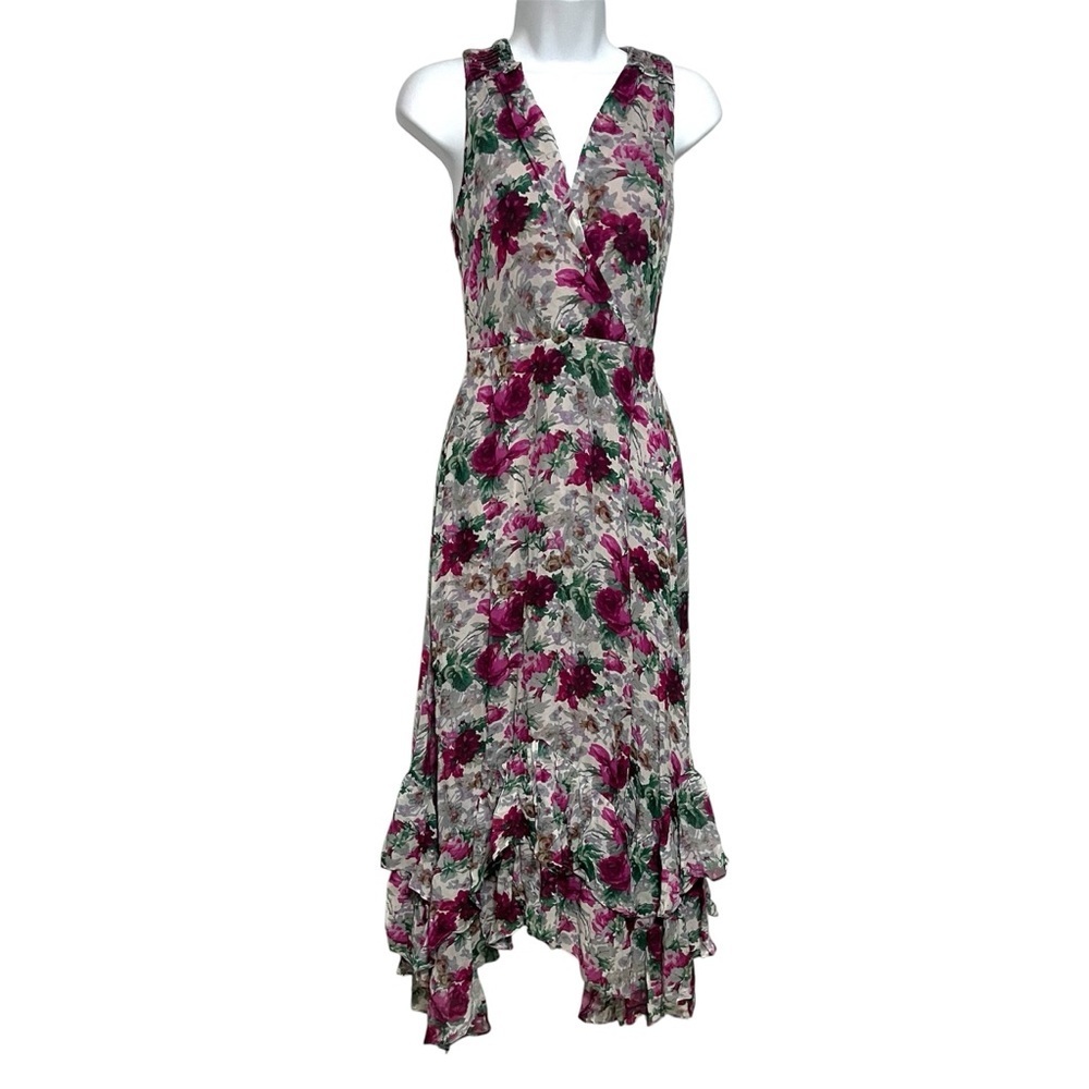 Anthropologie Sundance Champs De Fleur Floral Ruffle Maxi Dress Size 2 Petite